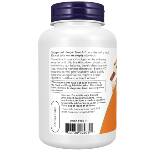 Betaine HCl & Ox Bile 120 Capsules