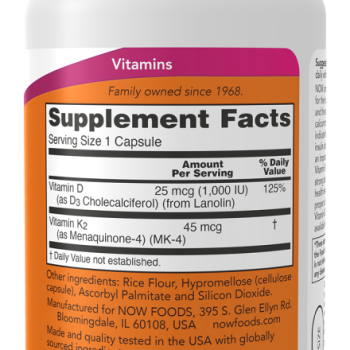 D-3 & K-2 1.000 IU / 45 mcg 120 Veg. caps.