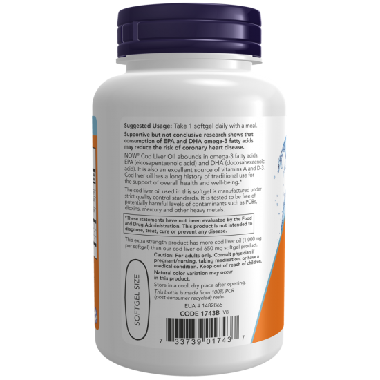 Cod Liver Oil, Extra Strength 1,000 mg 90 Softgels