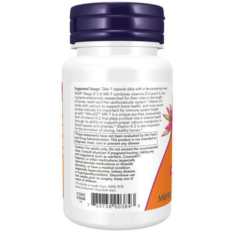 Mega D-3 & MK-7 120 Veg Capsules