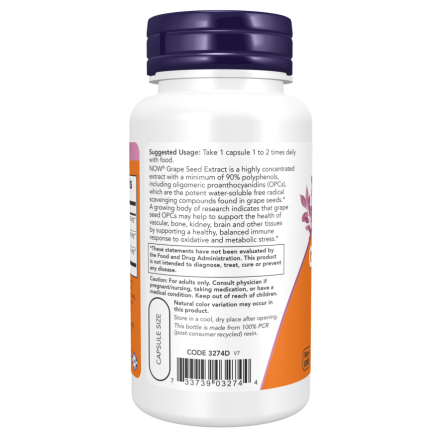 Grape Seed, Extra Strength 250 mg 90 Veg Capsules