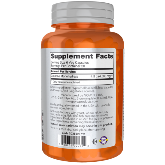 Creatine Monohydrate 750 mg 120 Veg Capsules