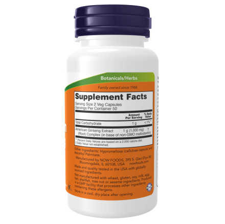 American Ginseng 500 mg - 100 Veg Capsules