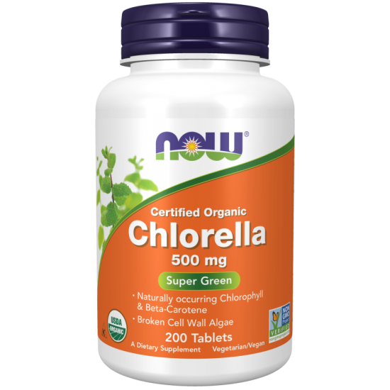 Chlorella 500 mg, Organic 200 Tablets