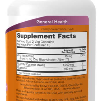 NAC Quercetin & Zinc 90 Veg Capsules - Immun- és légzéstámogatás