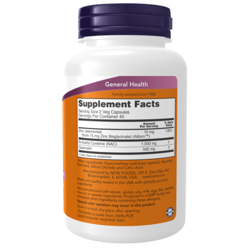 NAC Quercetin & Zinc 90 Veg Capsules - Immun- és légzéstámogatás