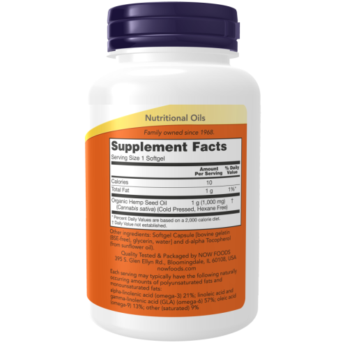 Hemp Seed Oil 1000 mg 120 Softgels